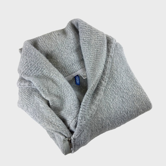 Divided Light Gray Cotton-Blend Shawl Collar Cardigan by H&M - Picture 5 of 15